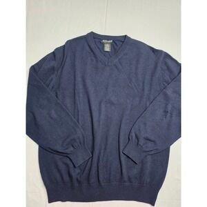 Hathaway Platinum Sweater Men 2XL Navy Blue Cashmere Tight Knit V-Neck Warm Wear